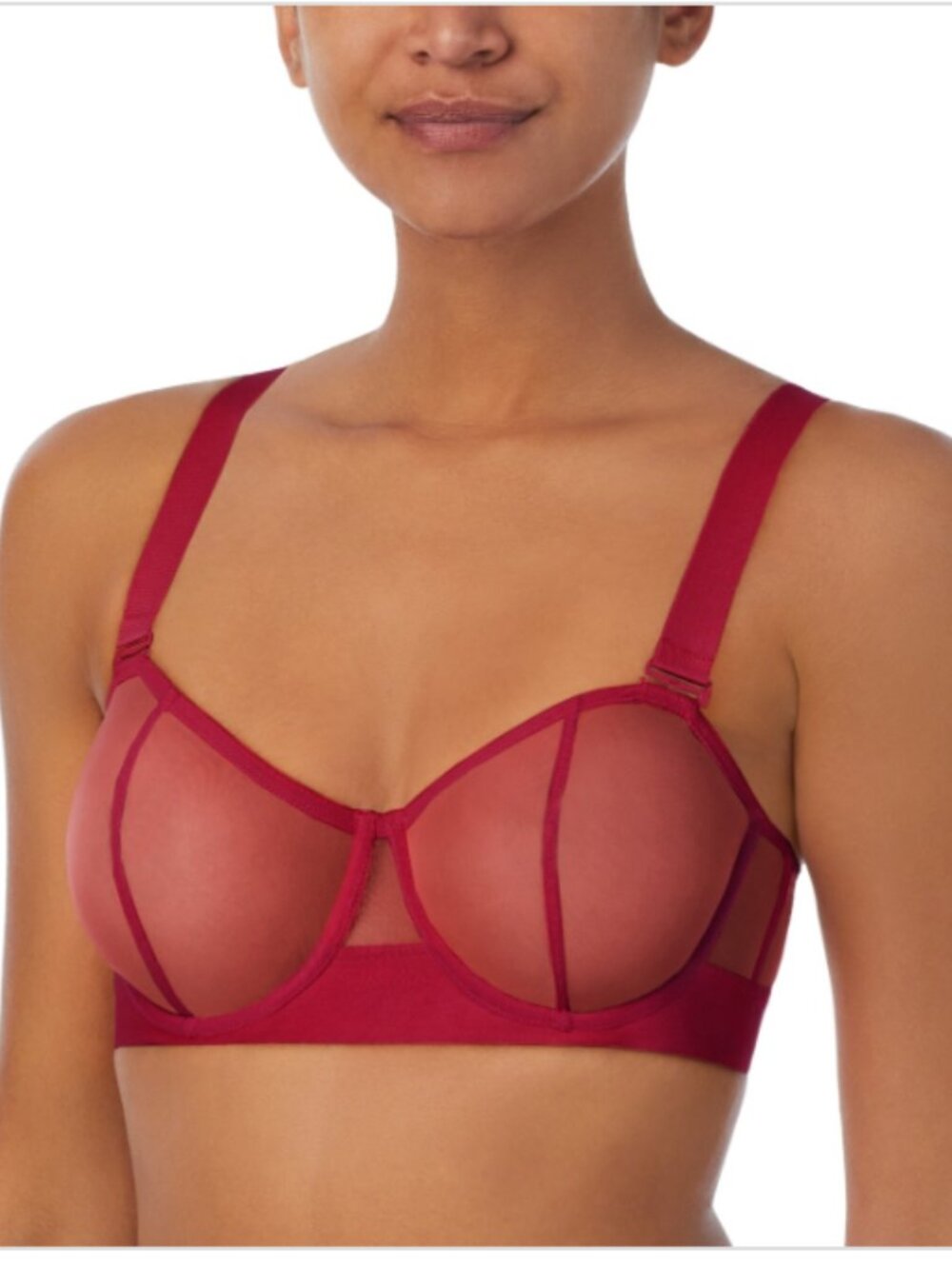 DKNY Womens Sheers Convertible Bra Size 32C Red 9869